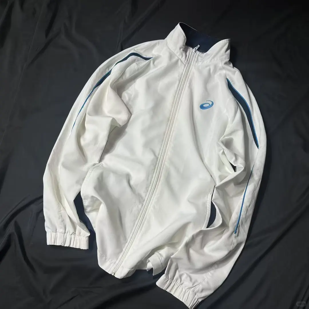 AS Double Zipper Jacket - White (Blue Stripes)