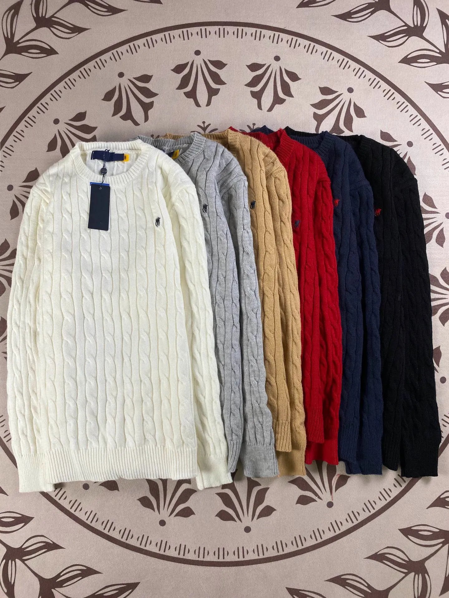 RL Polo Pony Cable Knit Crewneck Sweater