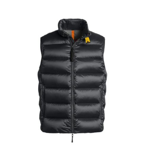 PARA * Solid color stand up collar * Zipper fit * Sleeveless down vest * Black