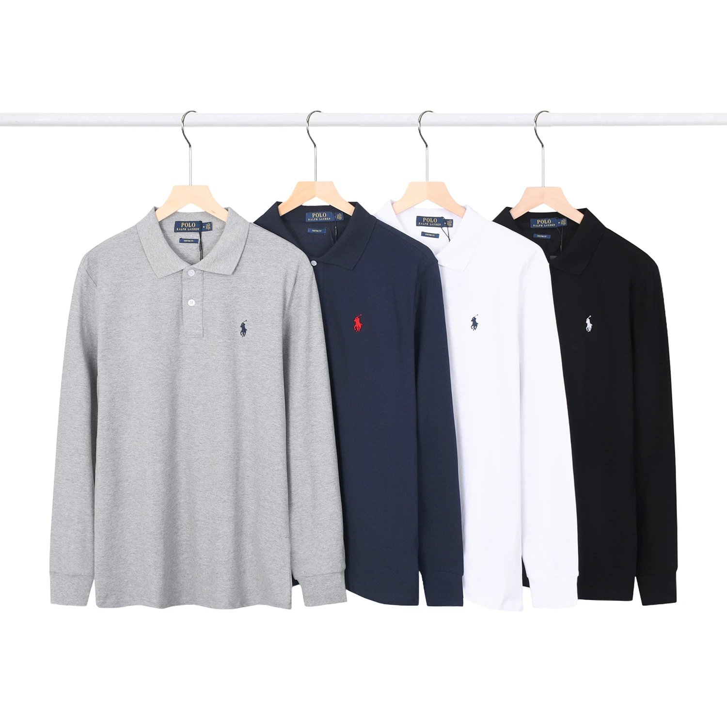 Screen Ralph Lauren Collared long-sleeved polo shirt (16 Variants) online at CNFansSheets with global shipping