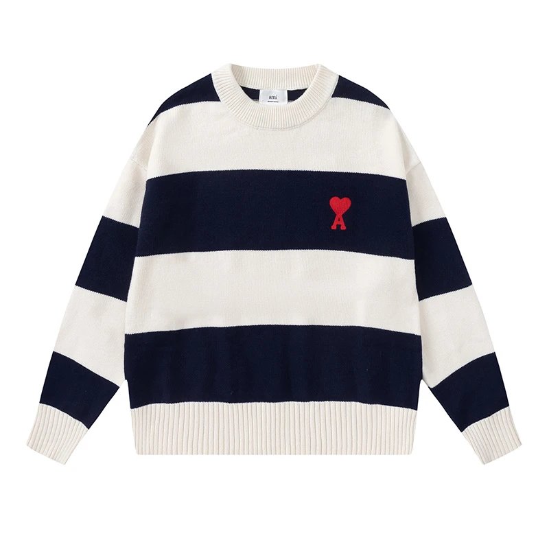 Screen Am Striped floral pattern round-neck sweater (4 Variants) online at acbuySheets with global shipping