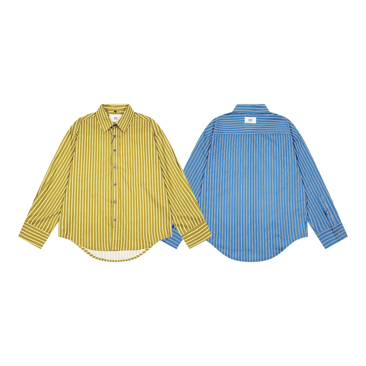 Screen AM Vertical-striped long-sleeved shirt (8 Variants) online at acbuySheets with global shipping