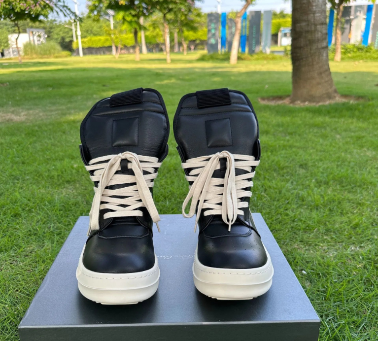 Rick Owens DRKSHDW Ramones High-Top Black Leather Sneakers - 5
