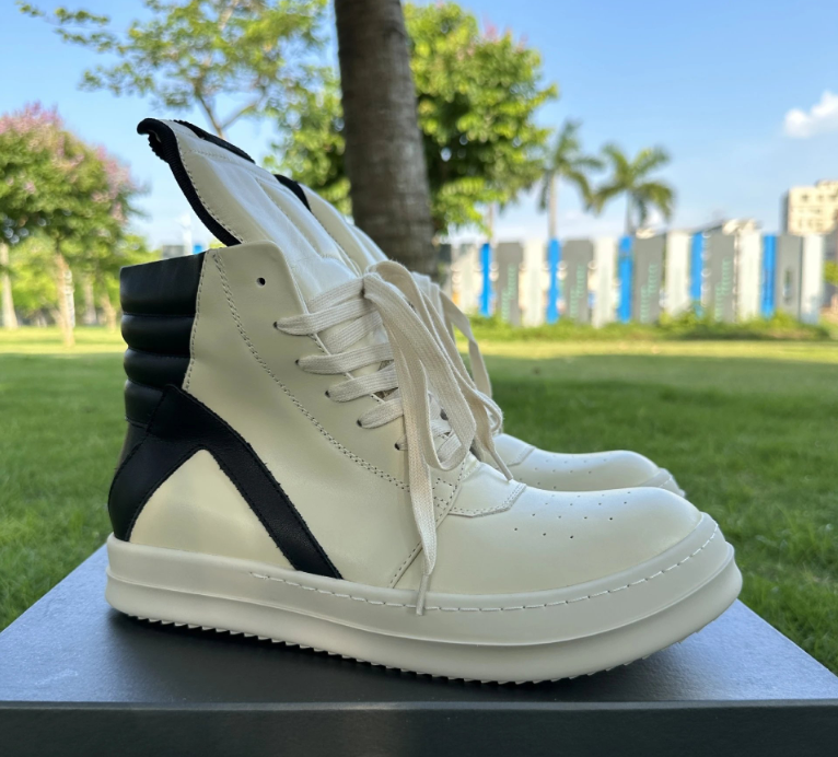 Rick Owens DRKSHDW Ramones High-Top Black Leather Sneakers - 12