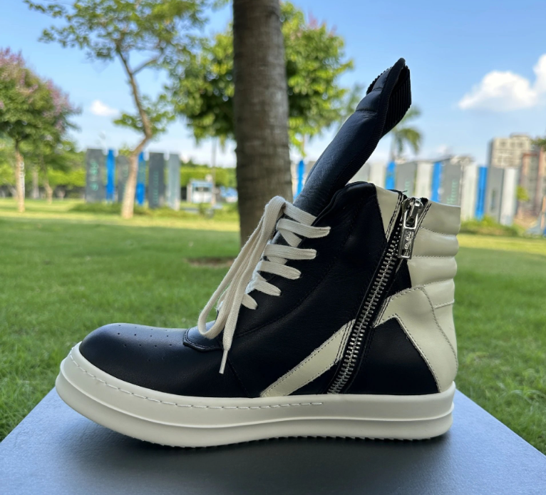 Rick Owens DRKSHDW Ramones High-Top Black Leather Sneakers - 9
