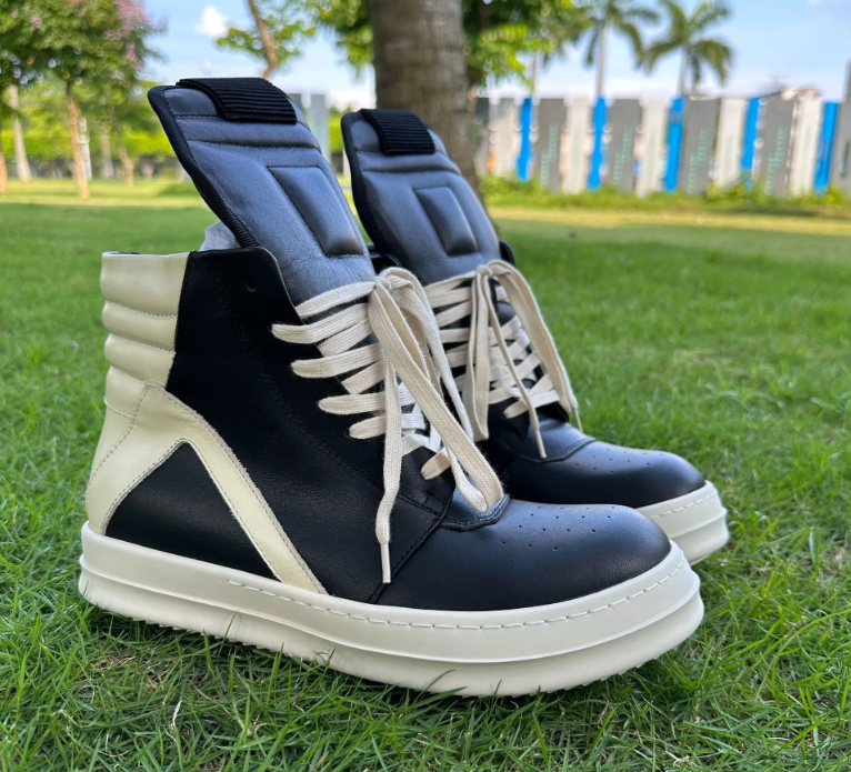 Rick Owens DRKSHDW Ramones High-Top Black Leather Sneakers - 3