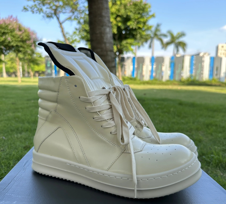 Rick Owens DRKSHDW Ramones High-Top Black Leather Sneakers - 15