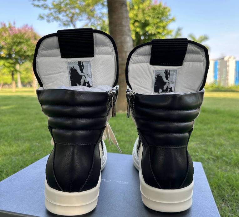 Rick Owens DRKSHDW Ramones High-Top Black Leather Sneakers - 13