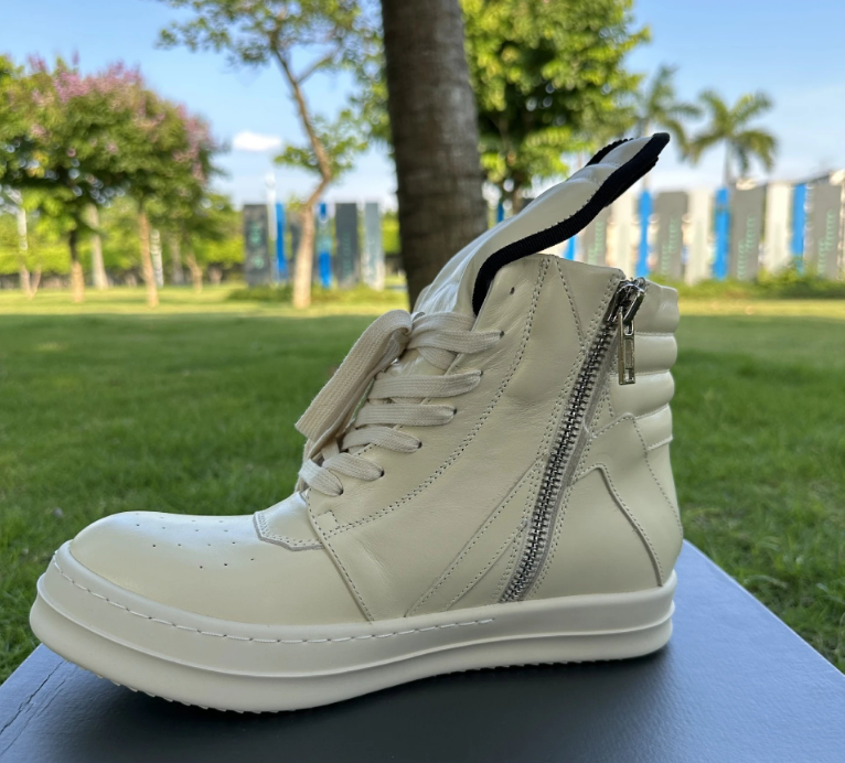Rick Owens DRKSHDW Ramones High-Top Black Leather Sneakers - 16