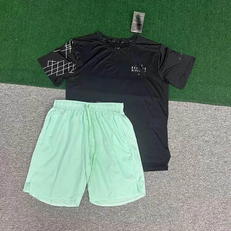 Pattern short sleeved black+218 green