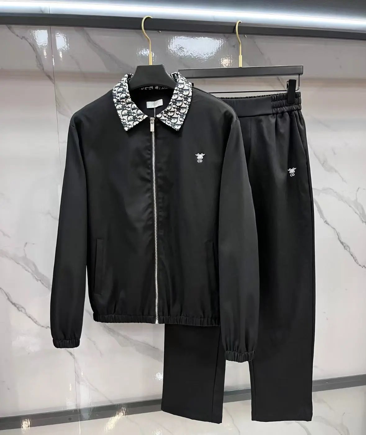 Dior Oblique Collar Windbreaker Set Black - 1