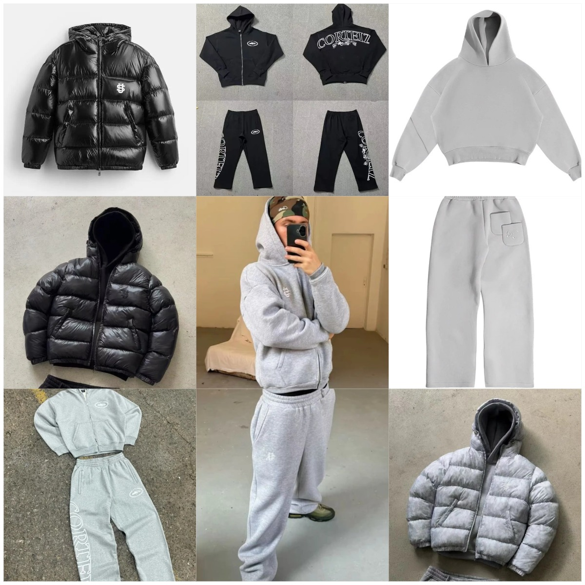 American casual style cotton sweatshirt set