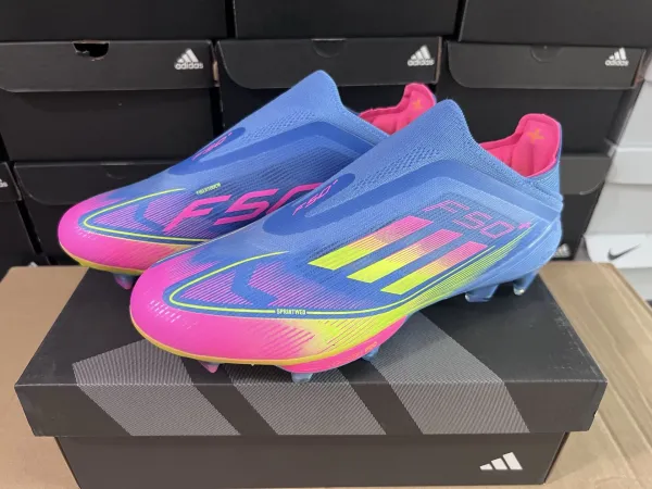 Adidas F50+ Sprintweb Blue Pink Neon Gradient Football Cleats Sneakers - 1