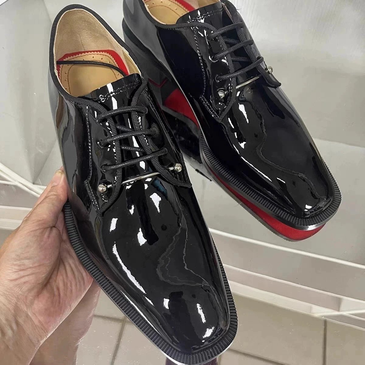 Design Cap-Toe Oxford Black Leather Shoes - 18