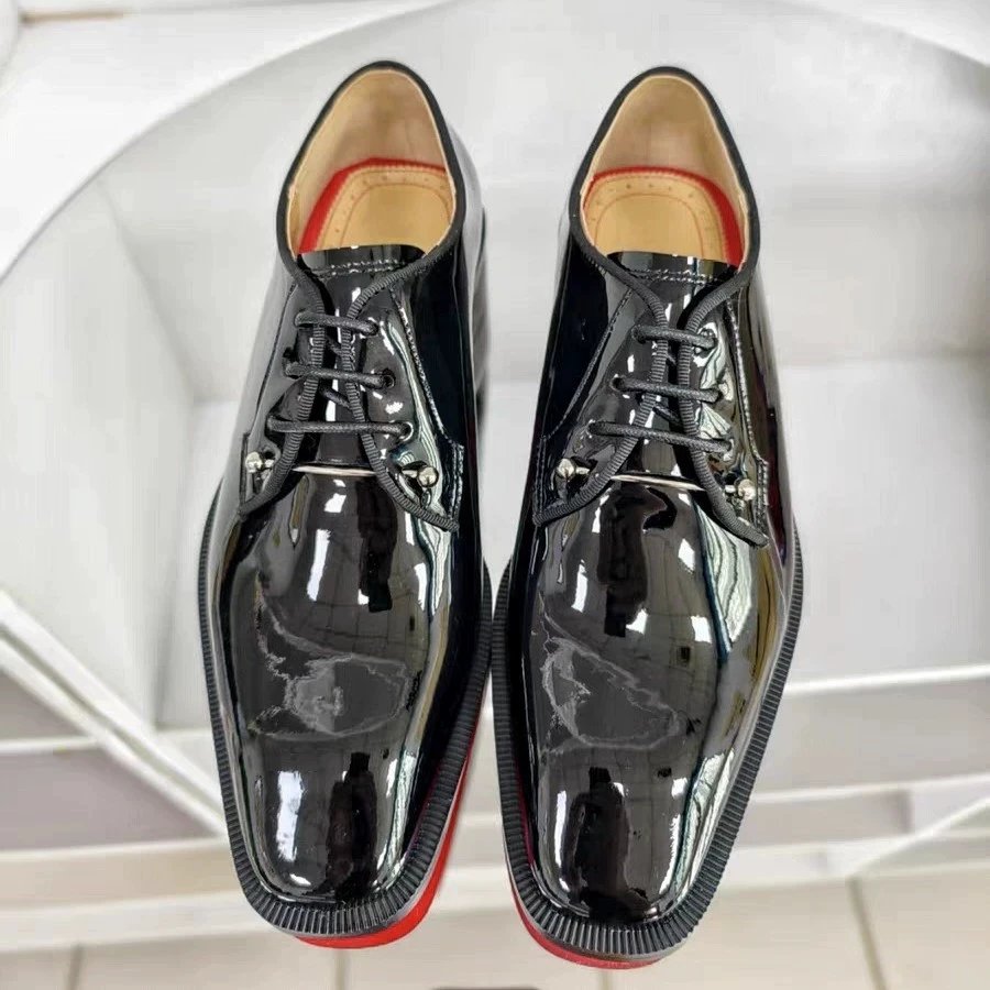 Design Cap-Toe Oxford Black Leather Shoes - 20