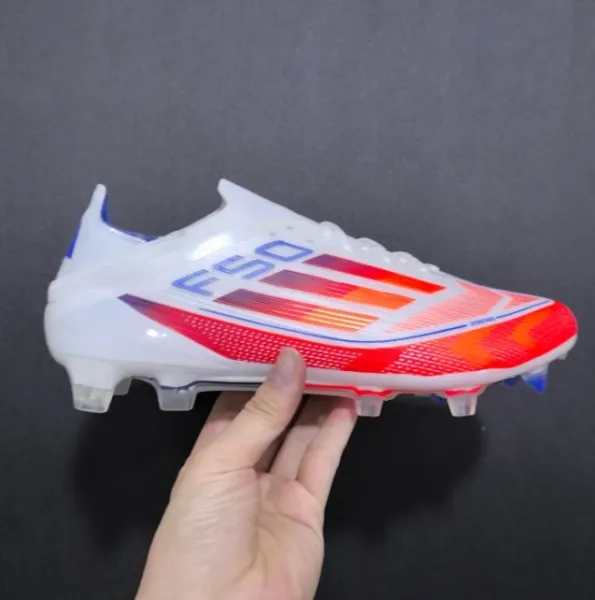 Adidas Xeno FG White Red Orange Football Cleats Sneakers - 1
