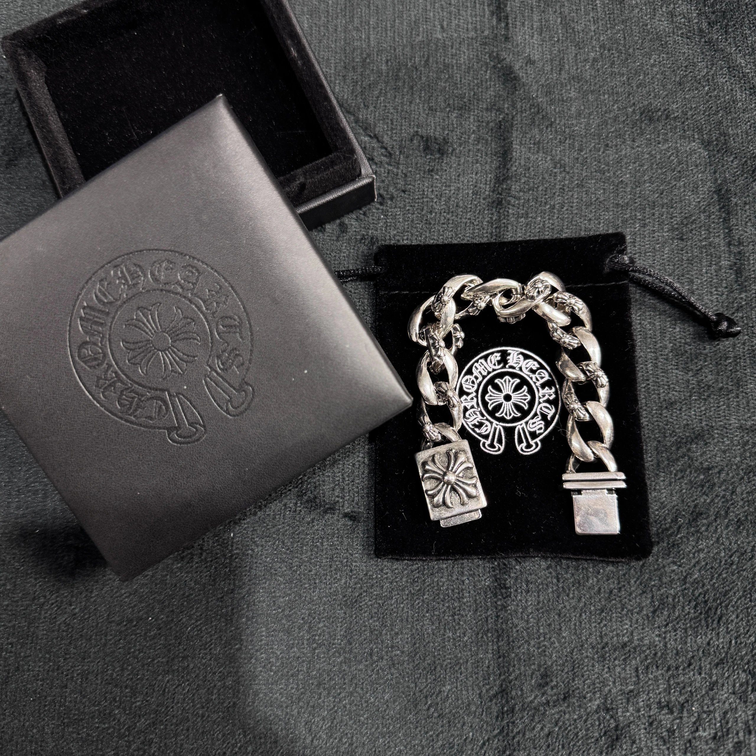 Chrome Hearts Silver Flower Motif Chain Bracelet