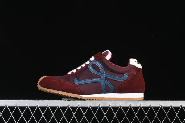 Loewe Puzzle Runner Burgundy Suede Sneakers - 1