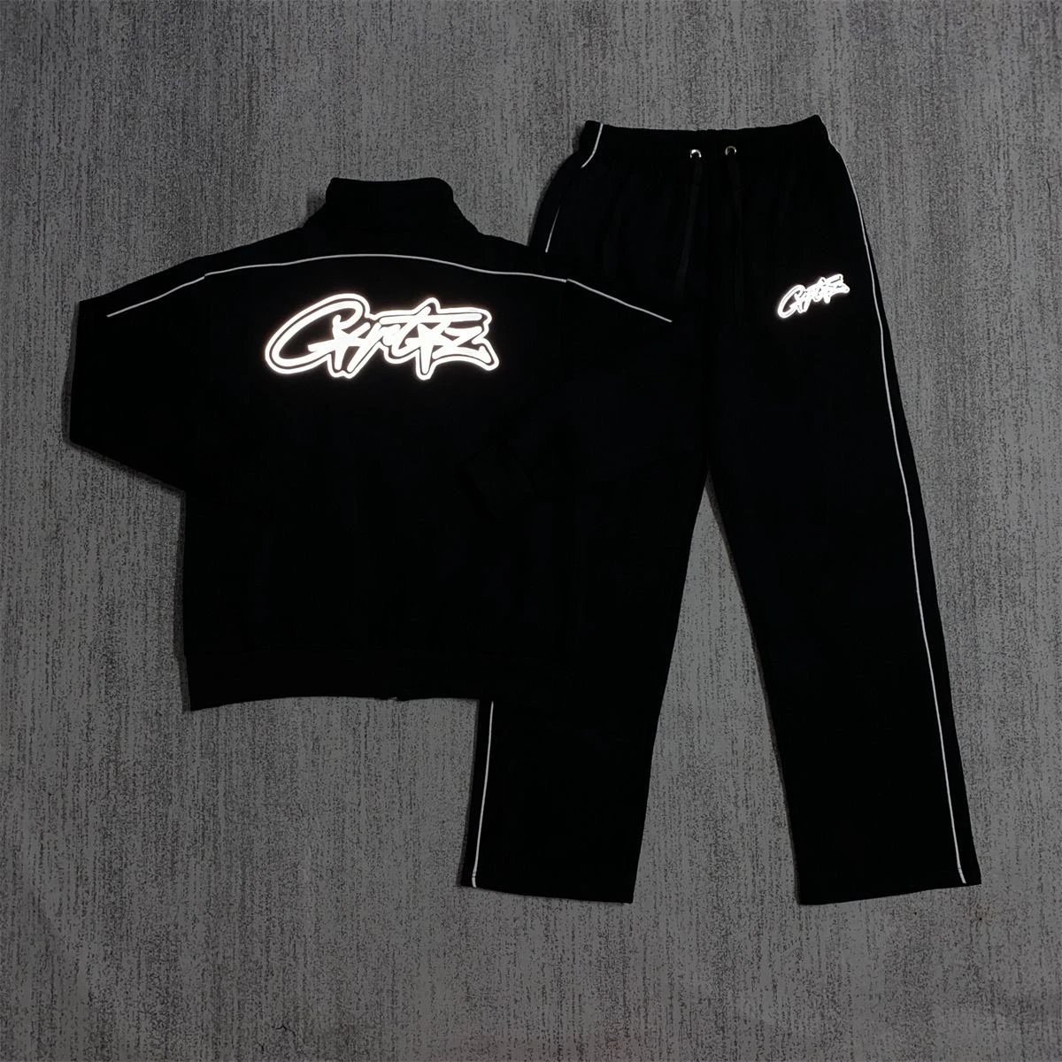 Corteiz Black Reflective Set