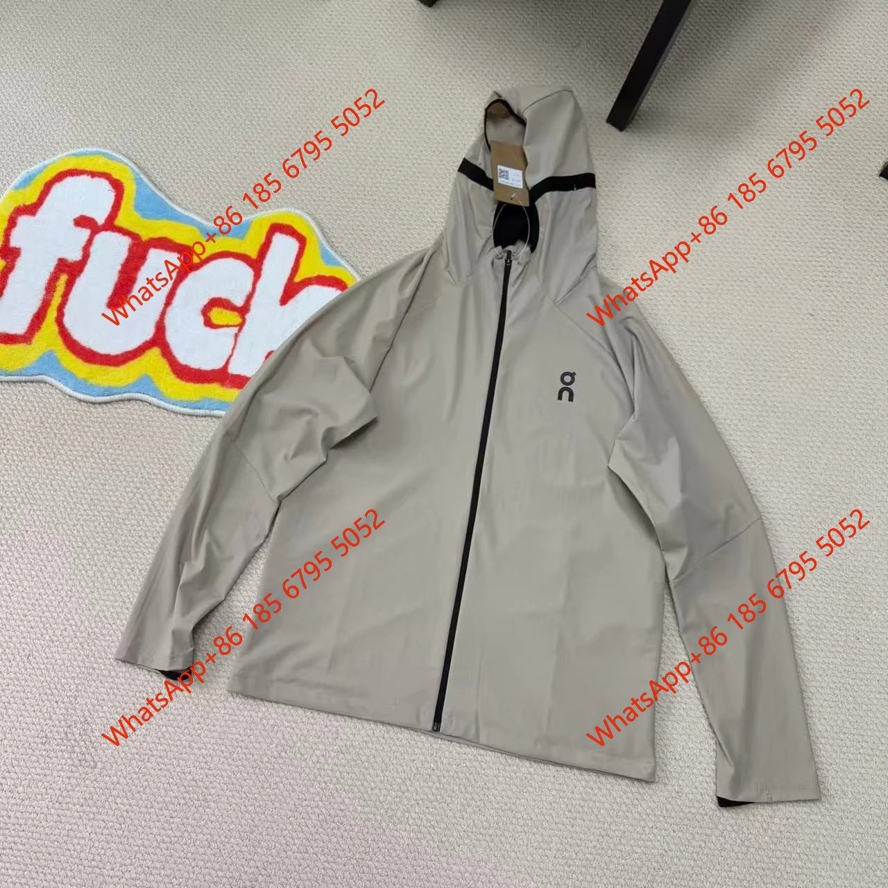 on jacket-Khaki