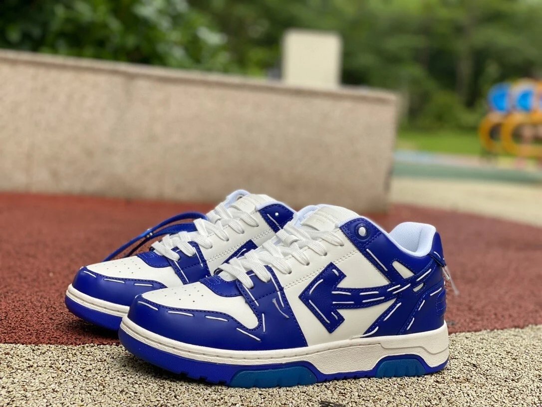 White with Blue Stitching