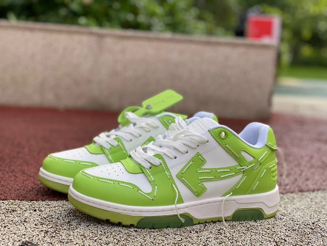 White with Grass Green Stitching