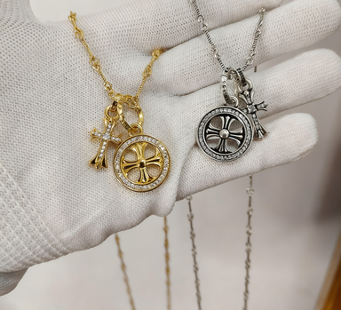 Chrome Hearts Gold and Silver Cross Pendant Necklaces