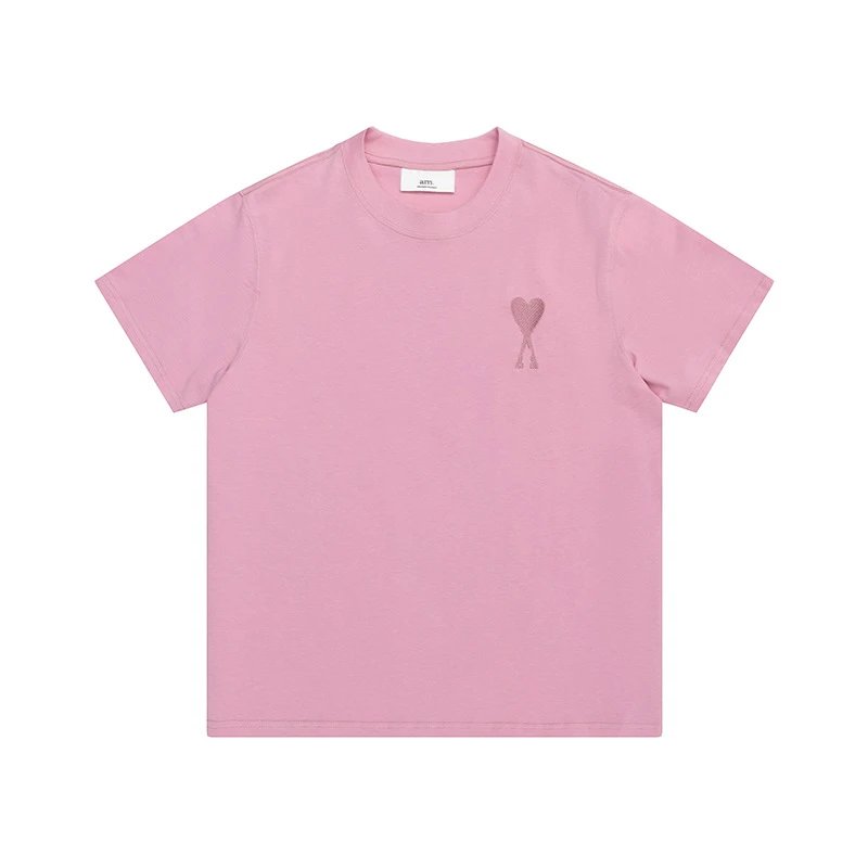 Ami Paris Heart Logo T-Shirt Yellow - 4