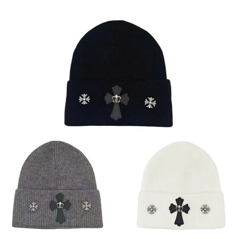 Chrome Hearts Black White Grey Knit Beanie Hat