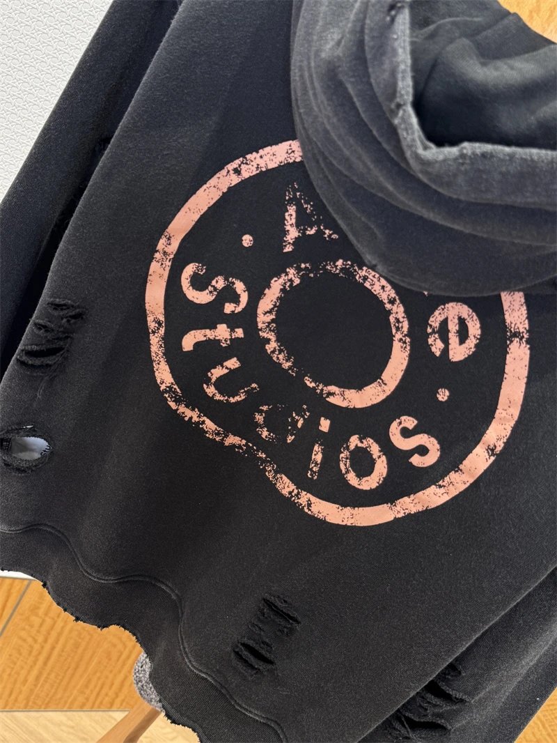 Acne Studios Distressed Zip-Up Hoodie Black - 8