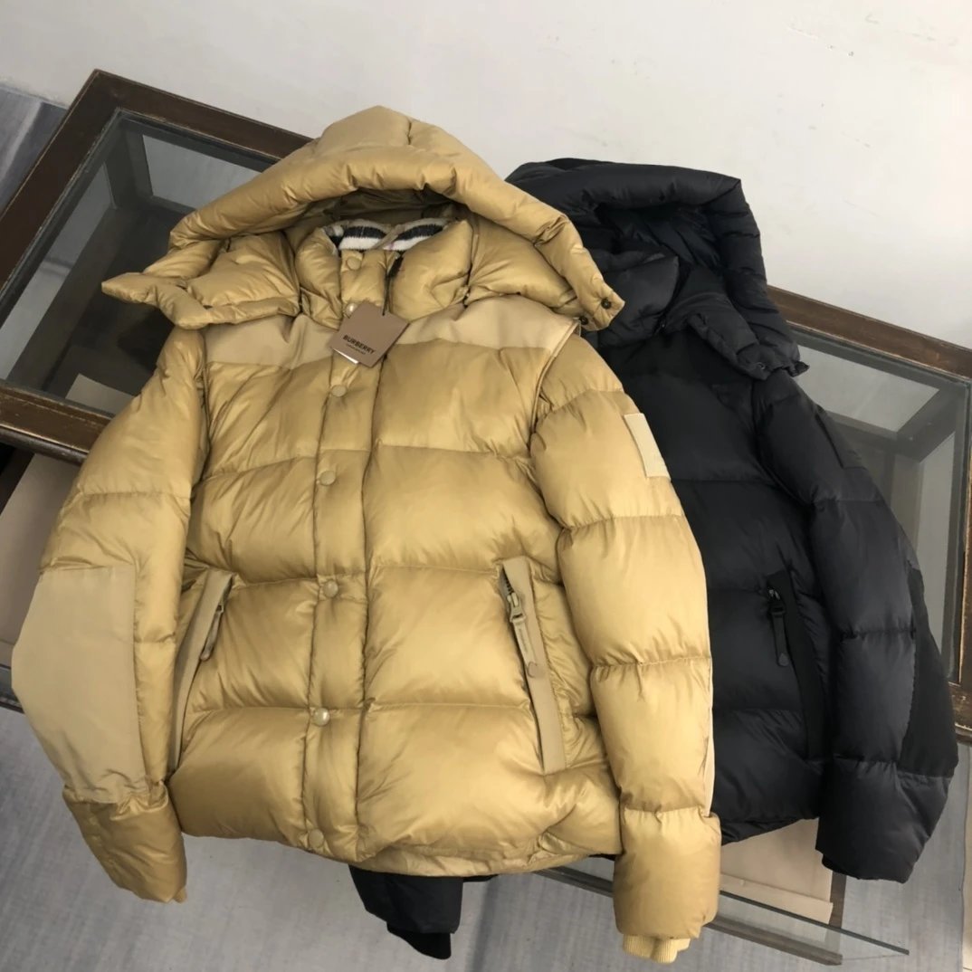 Burberry Detachable Hood Patchwork Down Jacket