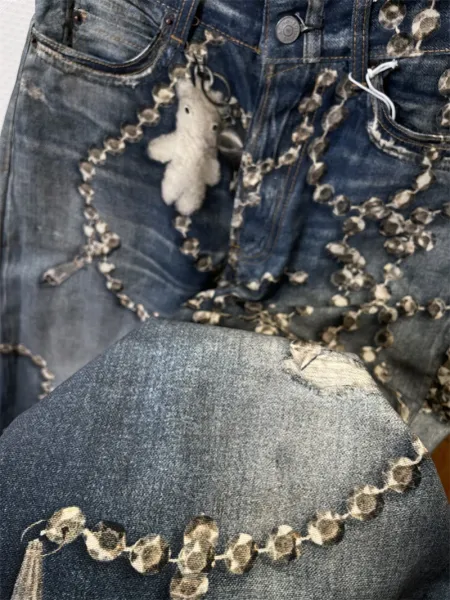 Acne Studios Crystal-Embellished Wide-Leg Jeans Blue - 5