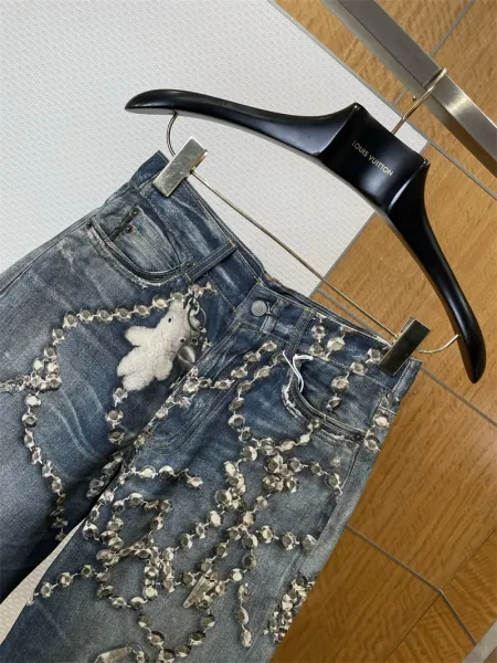 Acne Studios Crystal-Embellished Wide-Leg Jeans Blue - 3