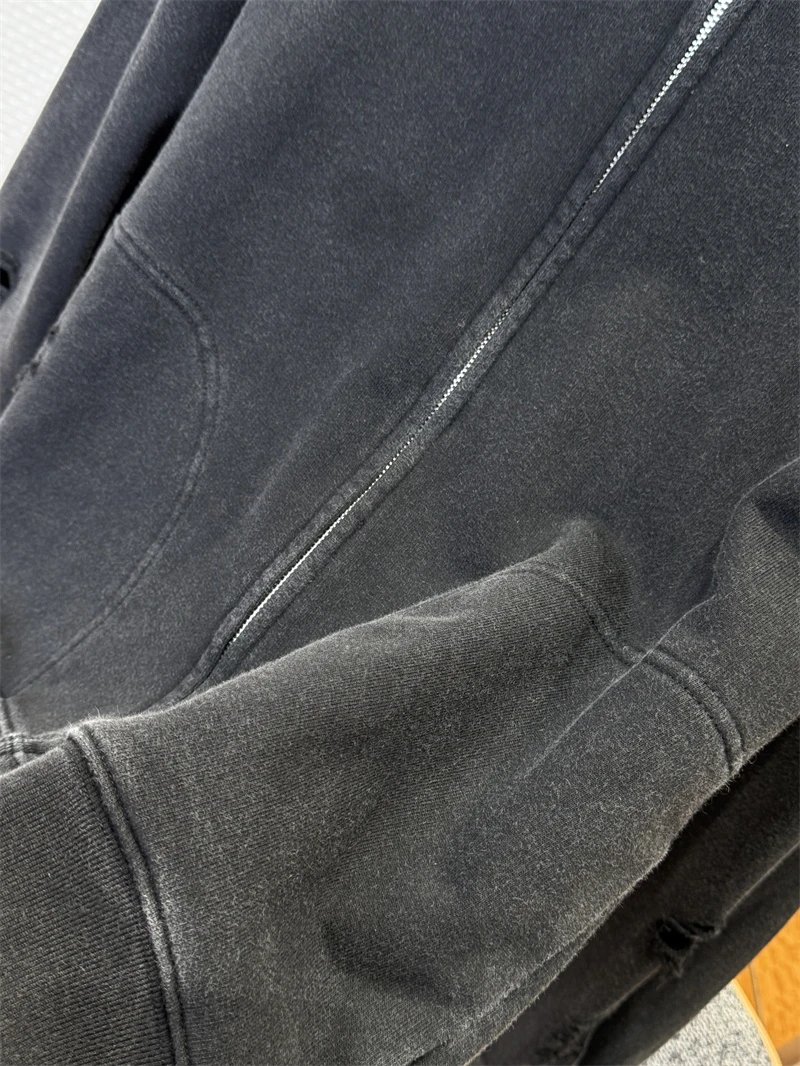 Acne Studios Distressed Zip-Up Hoodie Black - 6