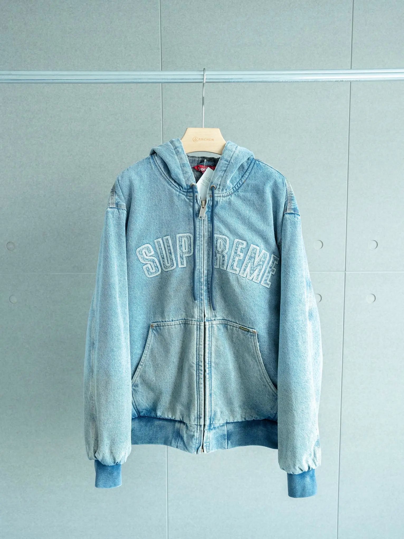 Supreme Hooded Work Jacket Denim Light Blue