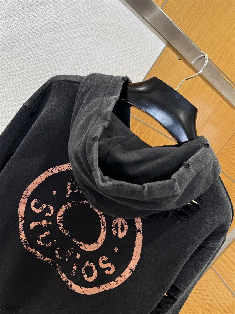 Acne Studios Distressed Zip-Up Hoodie Black - 7