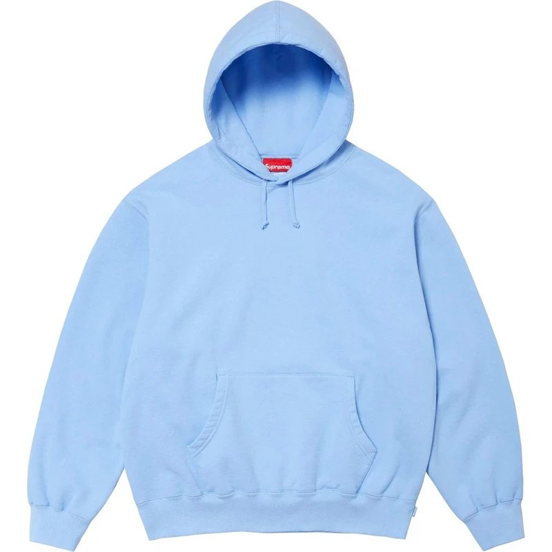 Supreme Vertical Logo Embroidered Hooded Sweatshirt Light Blue