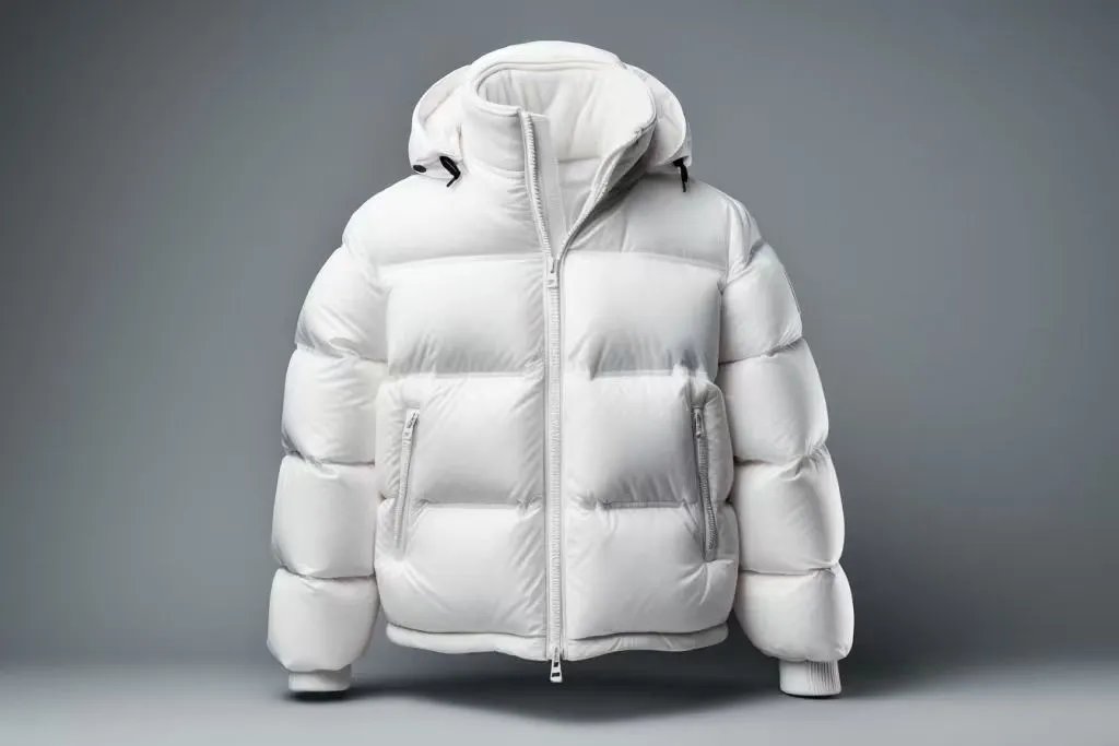 Monochrome left chest red M glossy down jacket 08271153