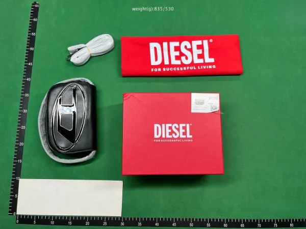 Diesel D-Logo Black Leather Wallet and Belt Set - 7