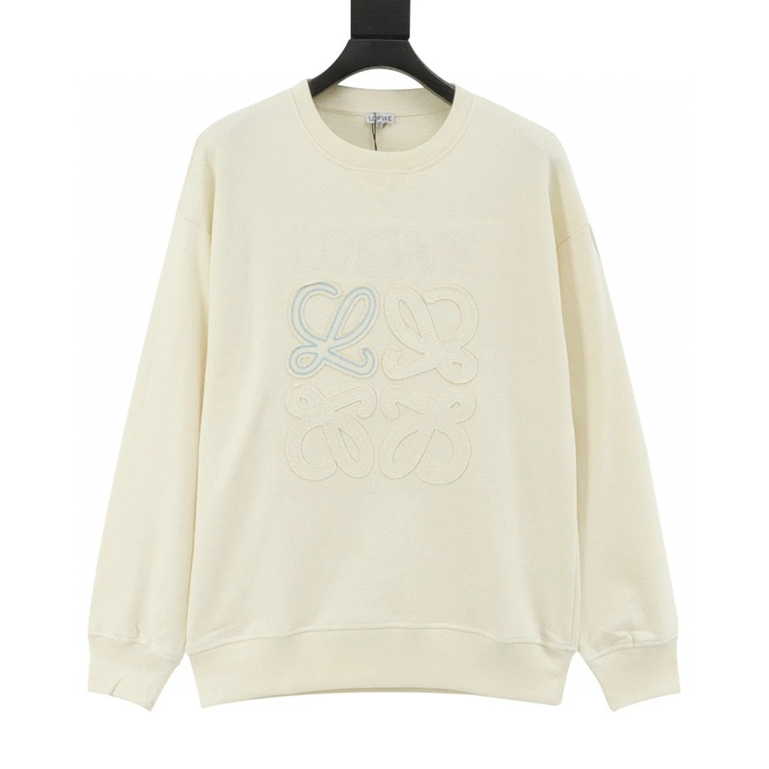 Loewe/Loewe 25fw contrasting letter knitted totem logo sticker embroidered sweatshirt
