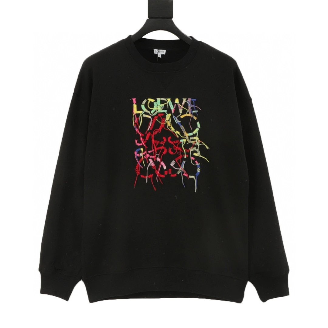 Loewe/Loewe 25Fw colorful tassel embroidered logo round neck sweatshirt