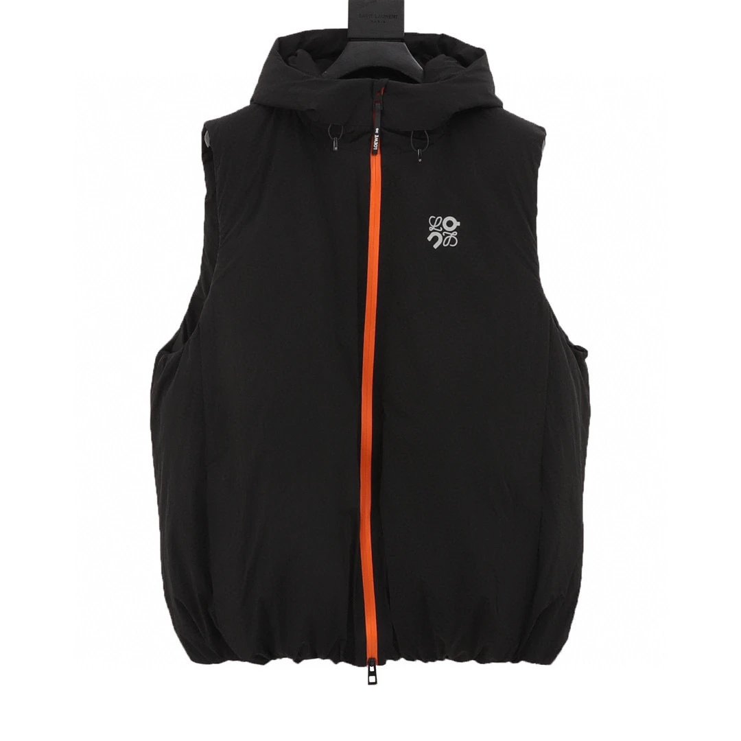 Loewe 24 Ang Pao Co branded Orange Zipper Hooded Down Vest