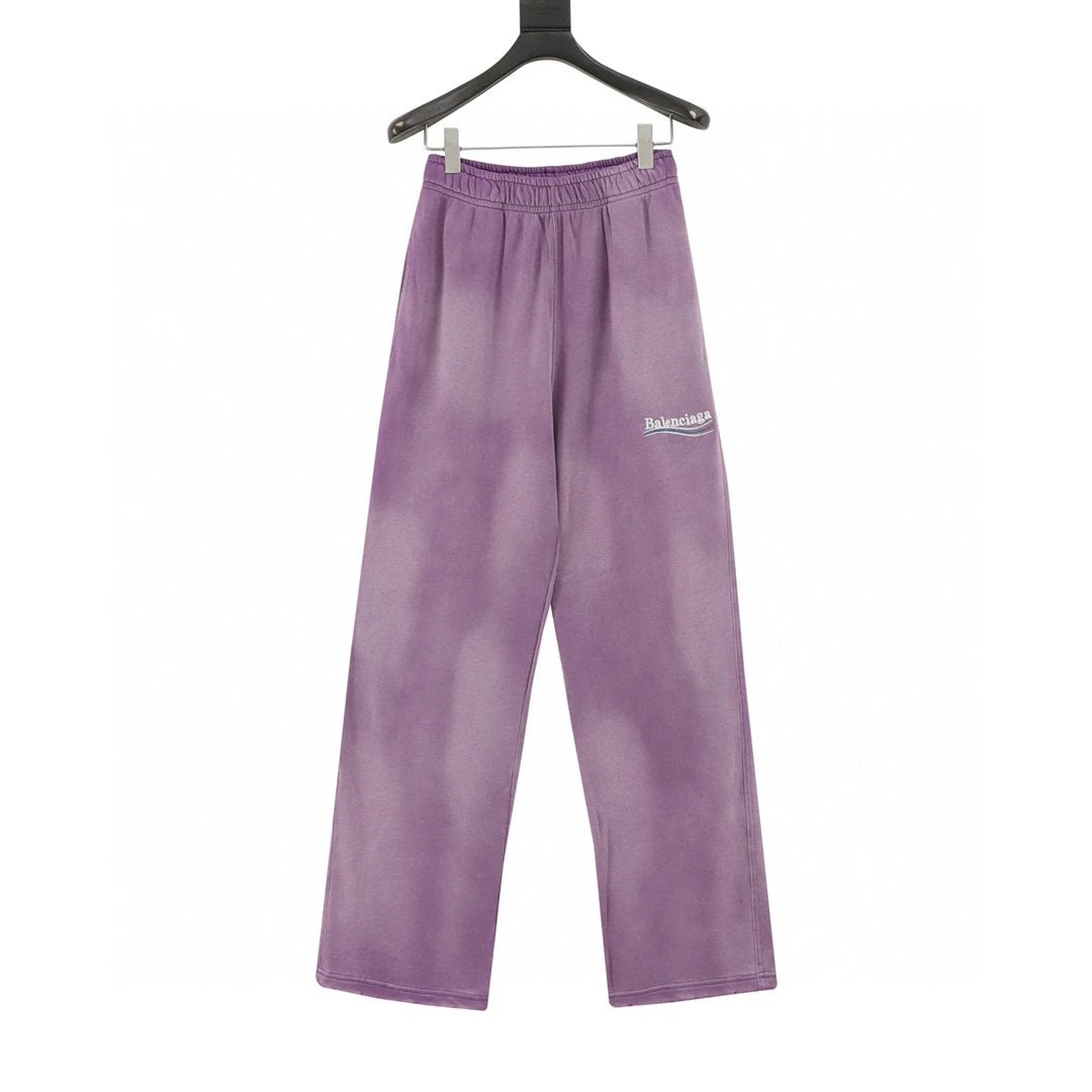 BALENCIAGA。 Heavy industry washing, tie dyeing, stir fried snowflakes, cola embroidery, wide leg pan