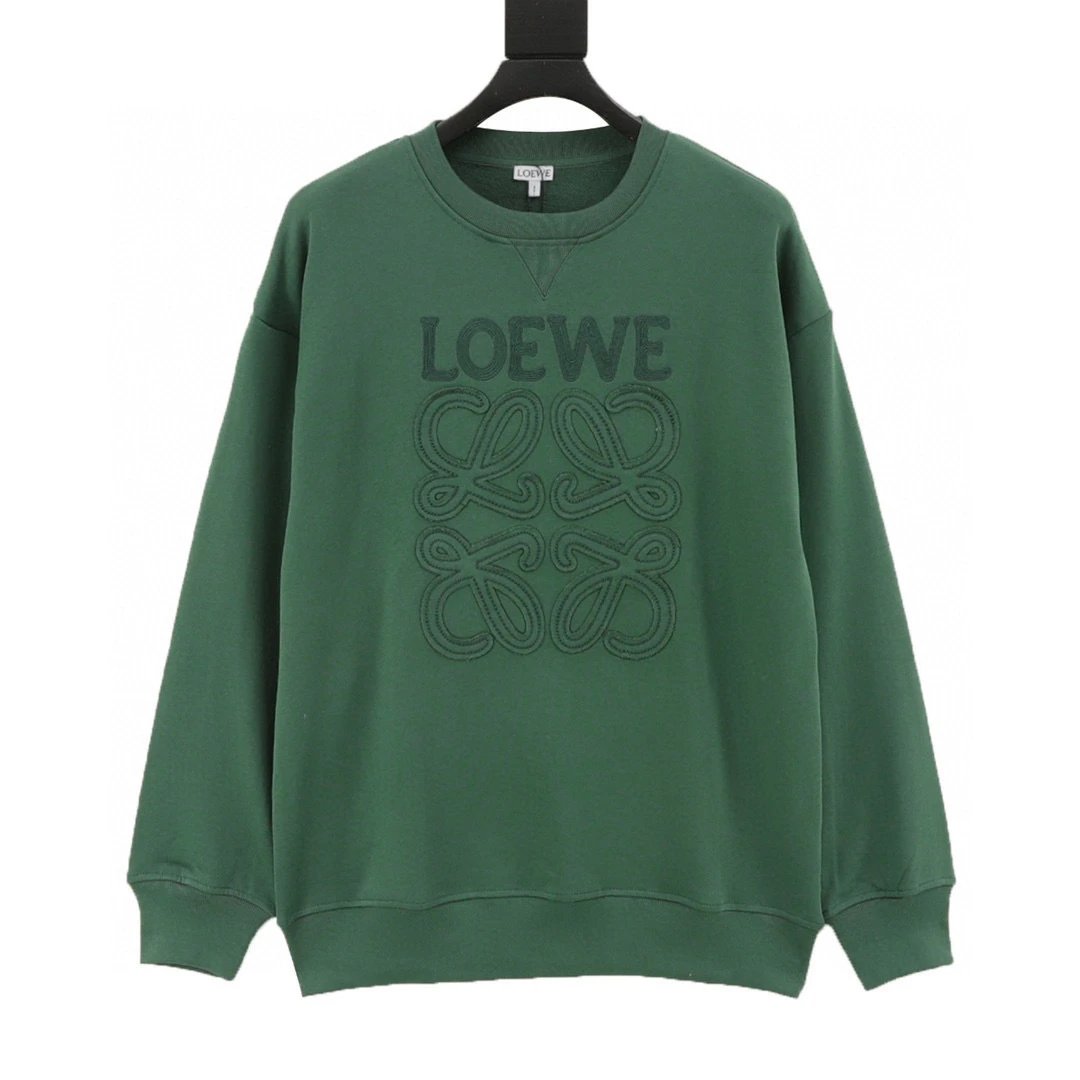 Loewe/Loewe 25fw contrasting letter knitted totem logo sticker embroidered sweatshirt