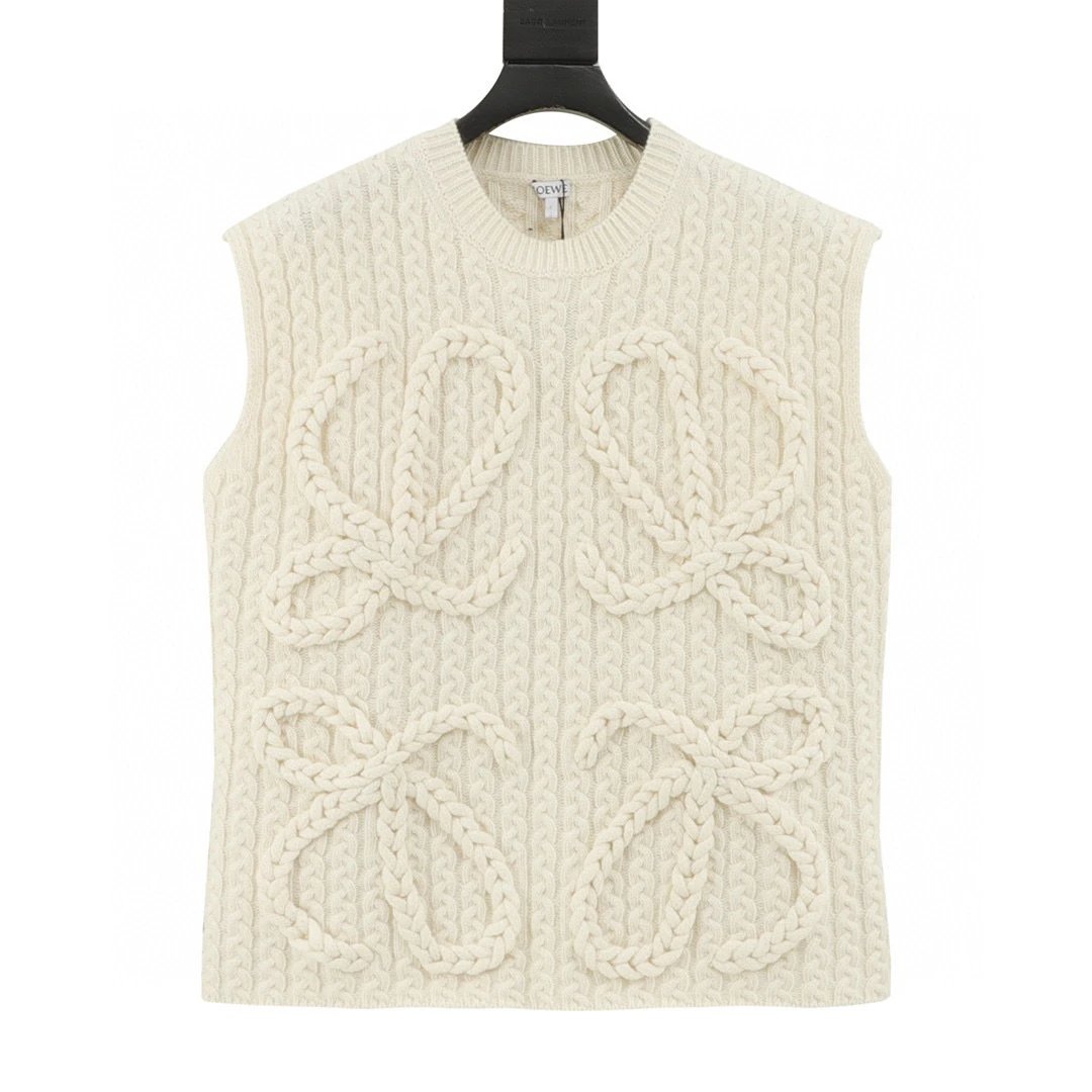 LOEWE Royal Anagram Fried Dough Twists Knitted Sweater Vest