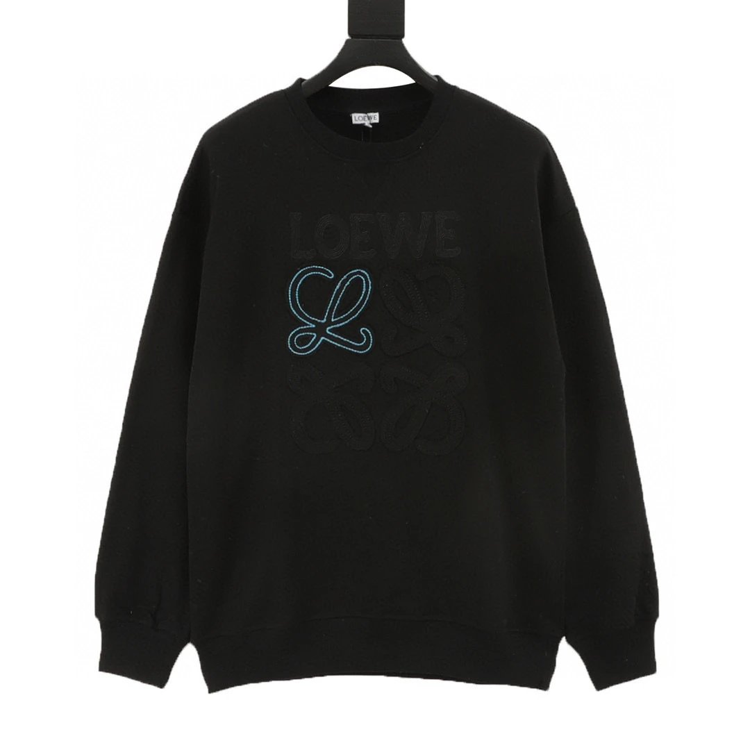 Loewe/Loewe 25fw contrasting letter knitted totem logo sticker embroidered sweatshirt