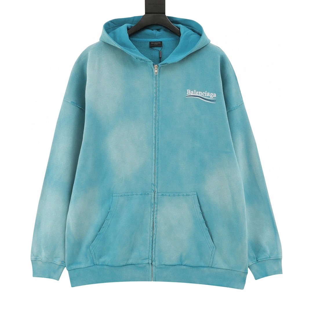 Heavy industry washing, tie dyeing, stir fried snowflakes, cola embroidery, cardigan, long slee