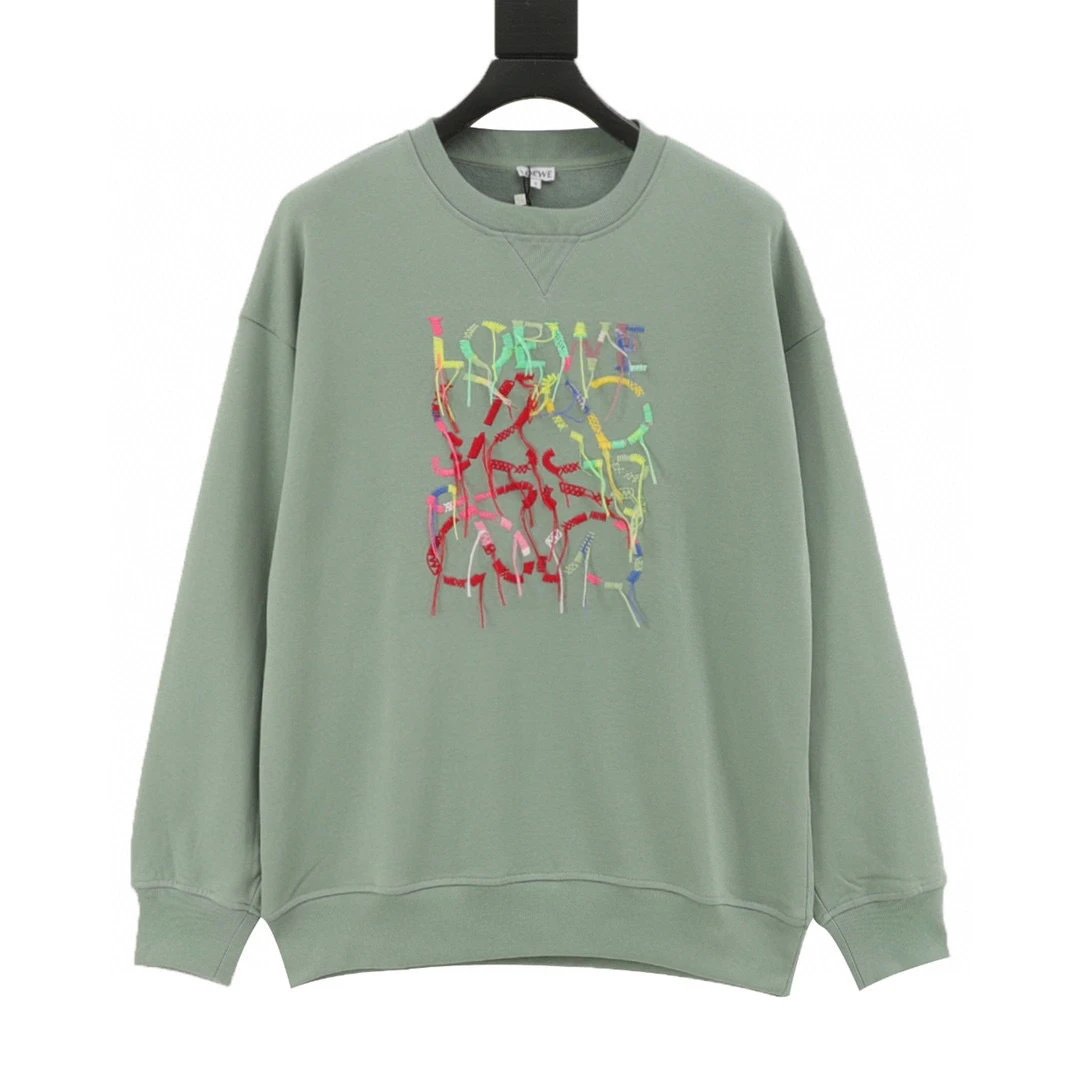 Loewe/Loewe 25Fw colorful tassel embroidered logo round neck sweatshirt