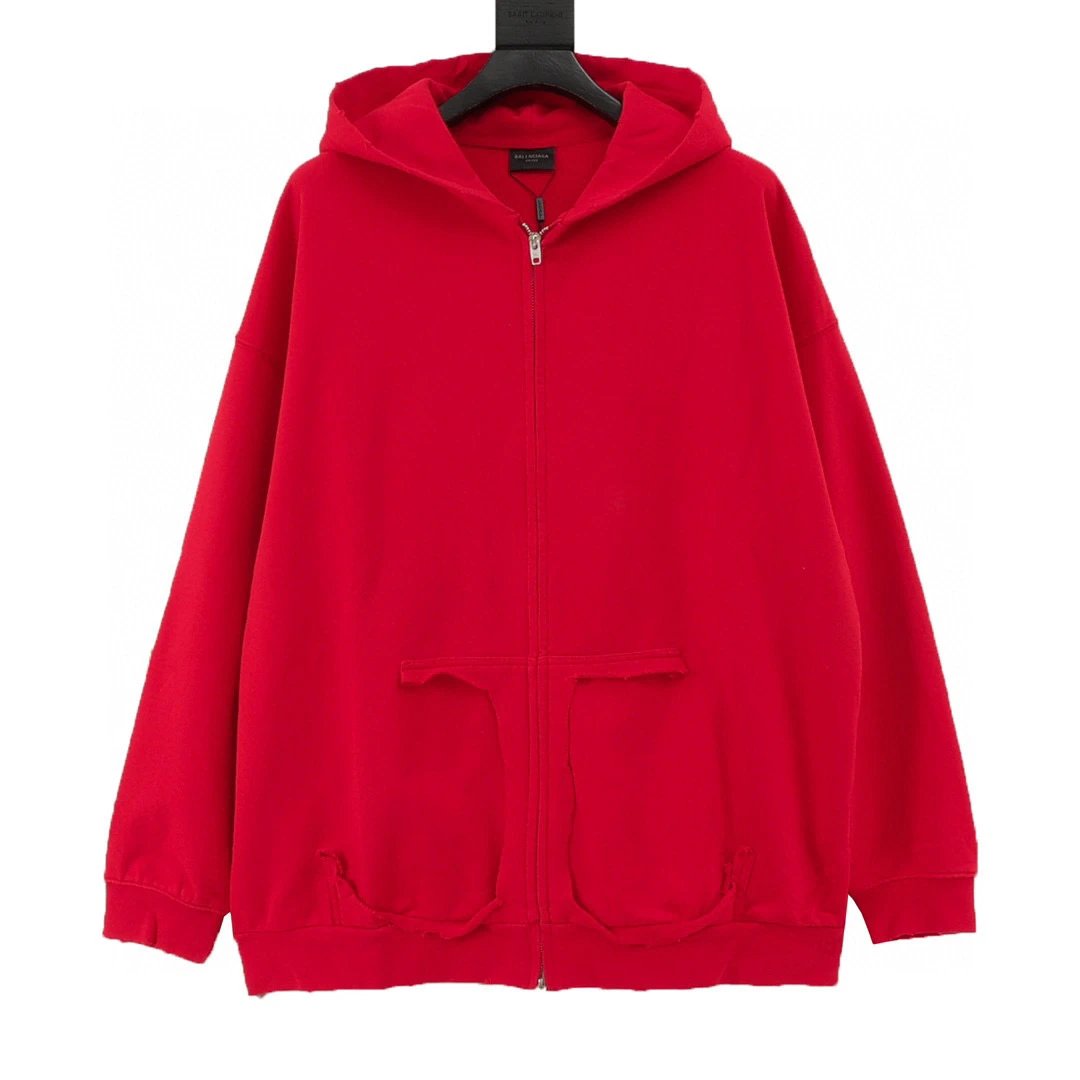 BALENCIAGA.Tape zipper hooded cardigan