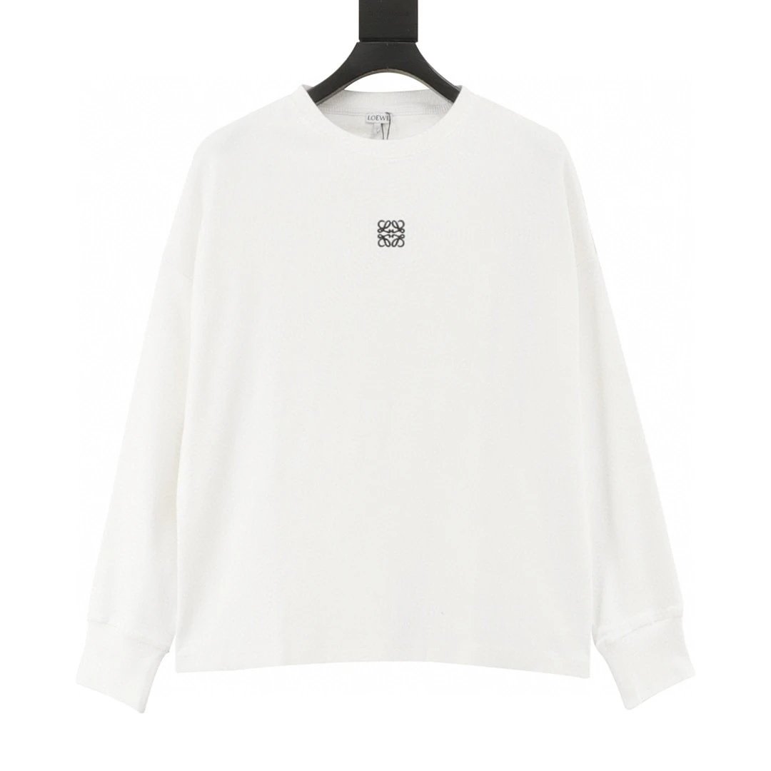 Loewe/Loewe 25Fw logo embroidered waffle long sleeved sweatshirt